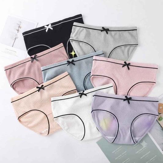 7PCS Women's Ribbed Mid-Waist Panties｜Soft, Stretchy & Comfortable Fit