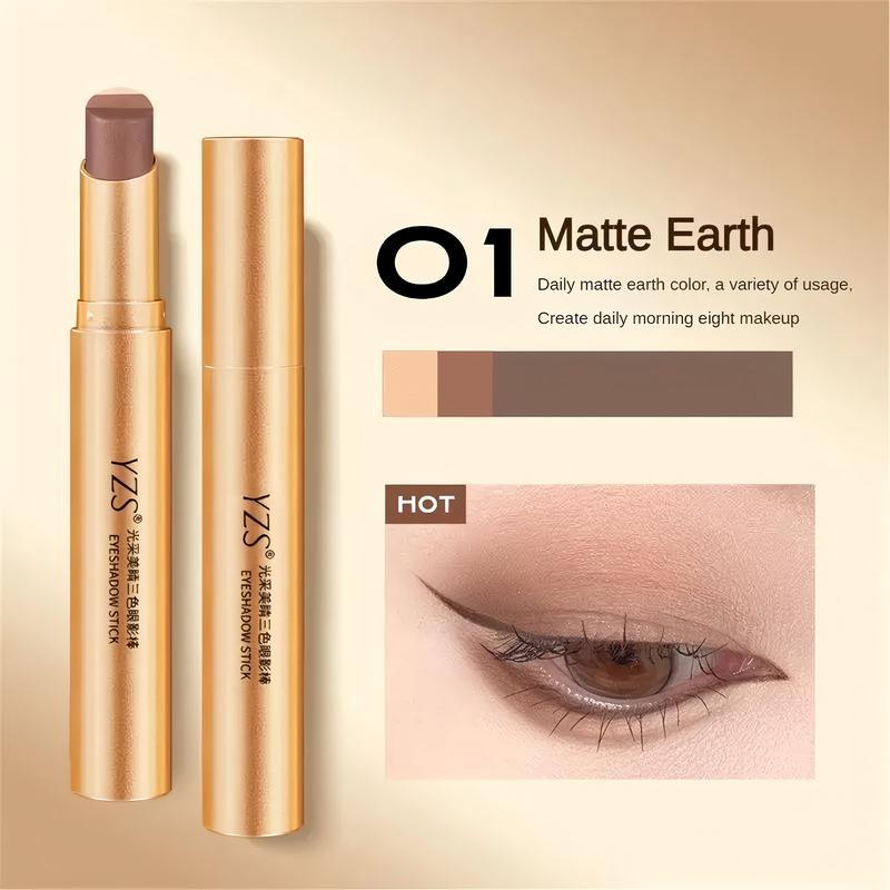 Three-Color Pearl Glitter Eyeshadow Stick, Color-Gradation Effect