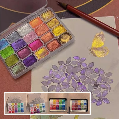 Pearlescent Watercolor Paint Kit | Solid Blocks | Great Coverage