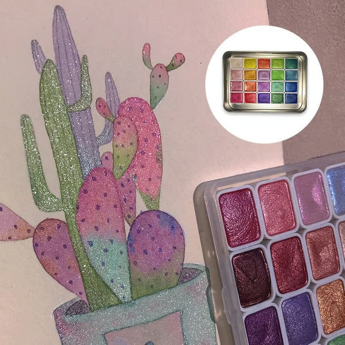 Pearlescent Watercolor Paint Kit | Solid Blocks | Great Coverage
