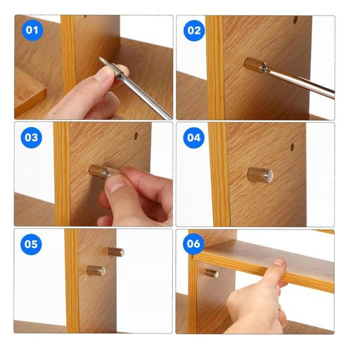 Self-Tapping Screw Shelf Support Pegs, Shelf Pins with Anti-Slip Sleeves