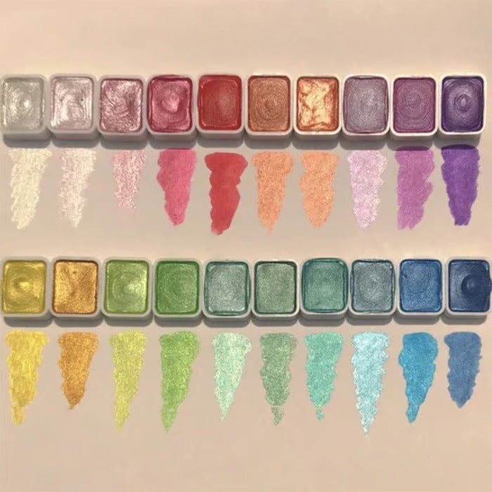 Pearlescent Watercolor Paint Kit | Solid Blocks | Great Coverage