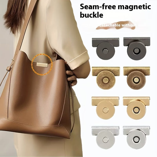 Metal Magnetic Snap Button, Bag Clamp Closure Buckle—Magnetic Fastener for Bags, Clothes & Luggage, No-Sew Removable Connector