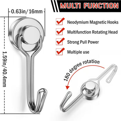 🧲Upgraded Magnetic Hook – 15kg Capacity, 360° Swivel, No-Drill