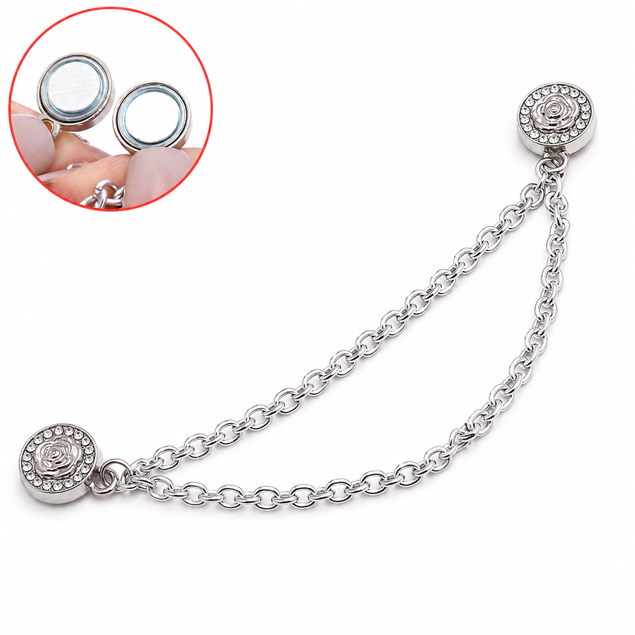 5PCS Metal Multifunctional Magnetic Clothing Chain Clips – Strong Magnetic Fasteners for Pants Legs, Hijabs, Sleeves & Shirt Hems
