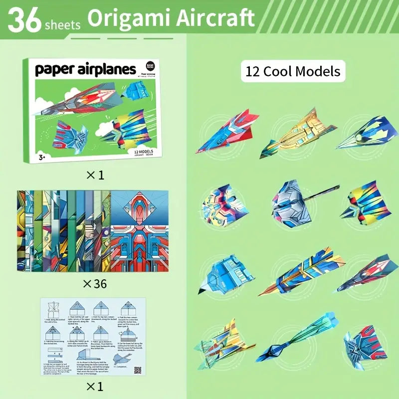 【12 Models】Children's DIY origami airplane toy