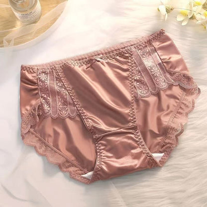 Women’s Ice Silk Seamless High Waist Lace Panties – Soft & Breathable