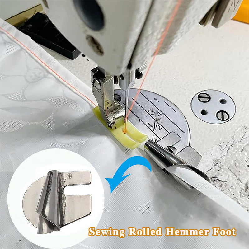 Sewing Rolled Hemmer Foot – Effortless Rolled Hems in One Step, Perfect for Light to Medium Fabrics