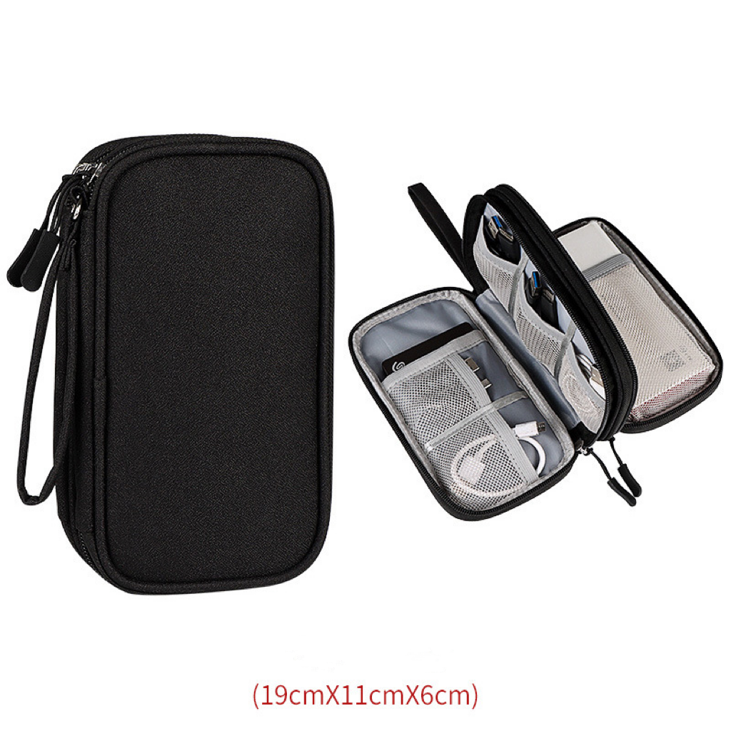 Travel Electronics Organizer - Portable Cable and Charger Storage Bag, Durable Polyester, Mesh Pockets for Accessories, Ideal for Men and Women