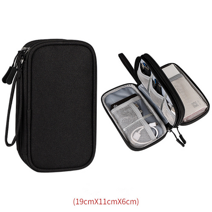 Travel Electronics Organizer - Portable Cable and Charger Storage Bag, Durable Polyester, Mesh Pockets for Accessories, Ideal for Men and Women