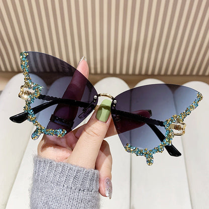 Rhinestones Butterfly Wing Sunglasses With Packaging