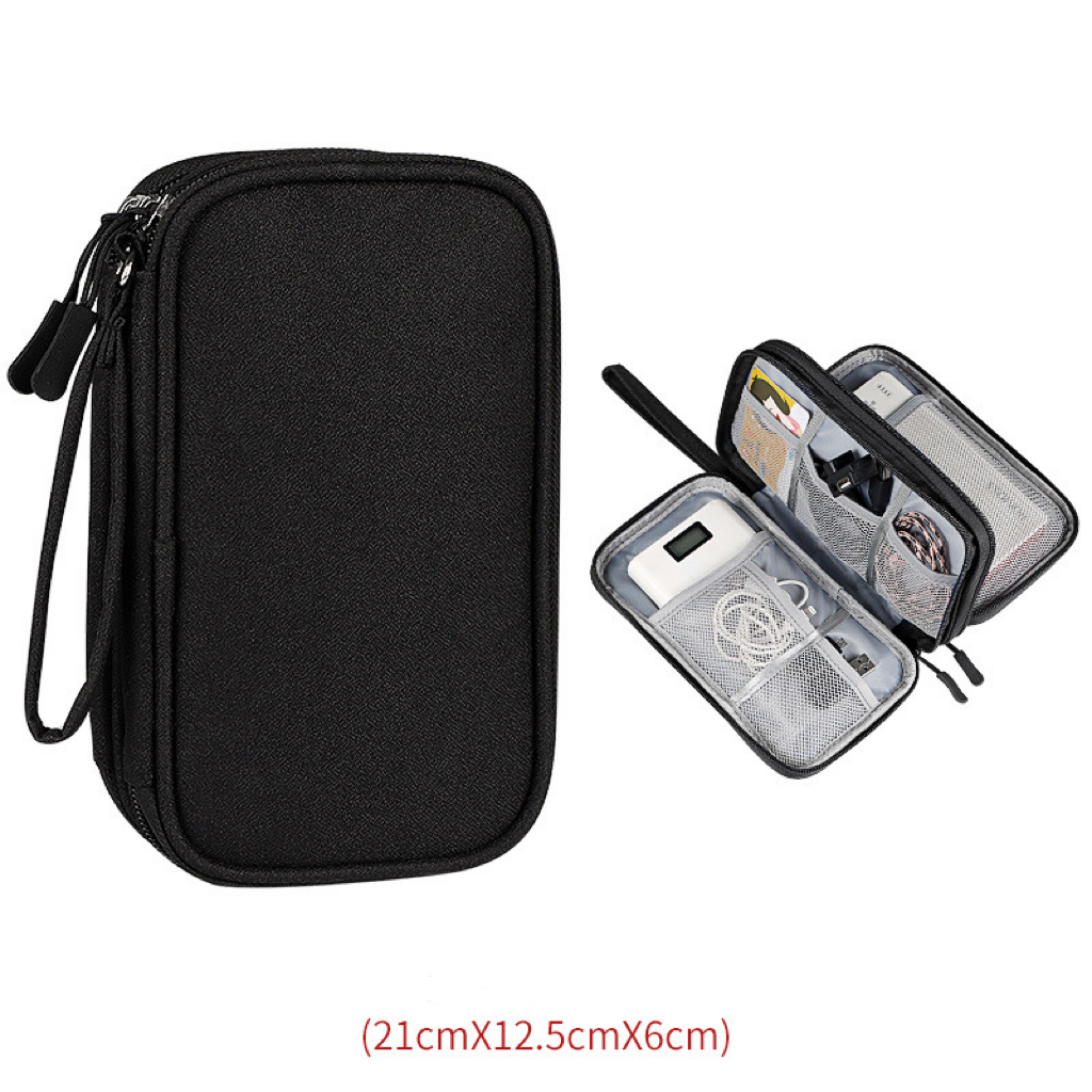 Travel Electronics Organizer - Portable Cable and Charger Storage Bag, Durable Polyester, Mesh Pockets for Accessories, Ideal for Men and Women