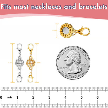 🧲12 PCS Magnetic Necklace Clasps – Strong Magnet, Snap-On Closure, No More Tangles, Jewelry Making Supplies