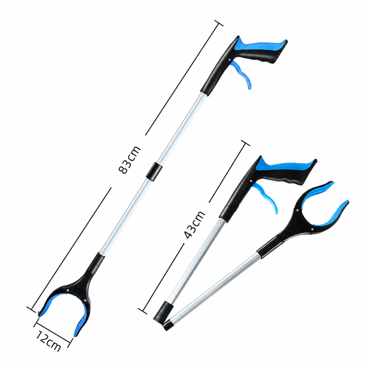 Foldable Grabber Tool, Aluminum Alloy Long Reach Pick-Up Claw with Rotating Head & Built-in Magnet Tip