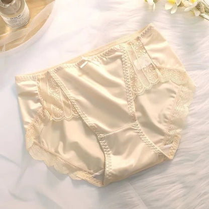 Women’s Ice Silk Seamless High Waist Lace Panties – Soft & Breathable