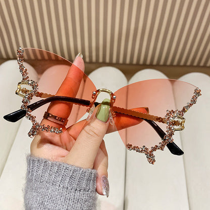 Rhinestones Butterfly Wing Sunglasses With Packaging