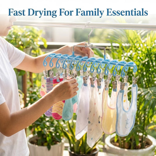 Stainless Steel Clothes Drying Hanger with 20 Metal Clips