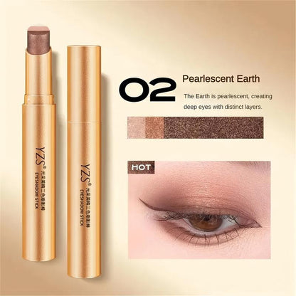 Three-Color Pearl Glitter Eyeshadow Stick, Color-Gradation Effect