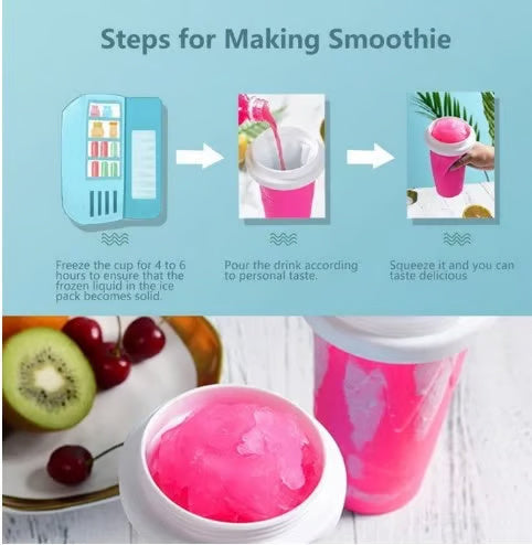 🥤 Slushy Cup with Built-in Spoon & Straw – Quick Homemade Smoothies & Slushies
