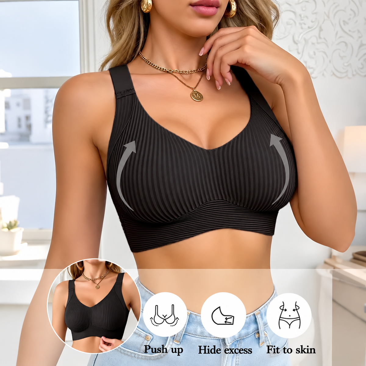 Plus Size Push-Up Back-Smoothing Bra – Lift & Support
