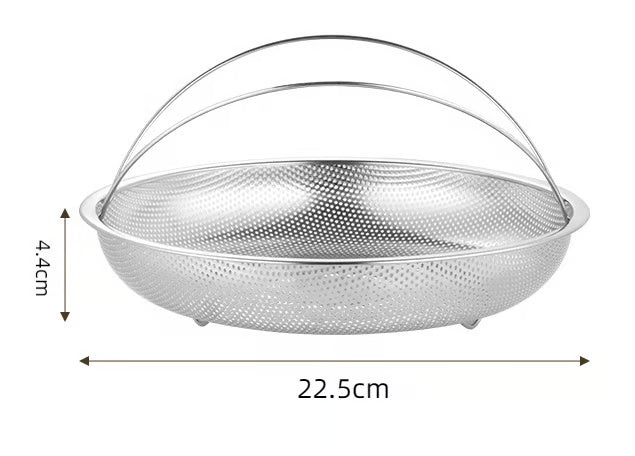 All-In-One Stainless Steel Steamer & Fry Basket – Portable with Handle & Feet, Steaming & Frying in One Basket