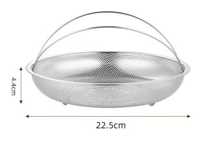 All-In-One Stainless Steel Steamer & Fry Basket – Portable with Handle & Feet, Steaming & Frying in One Basket