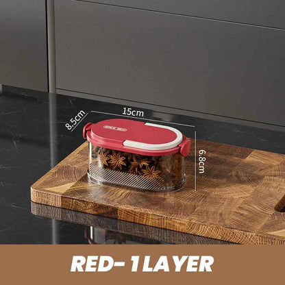 Multi-Layer Sealed Spice Organizer – BPA-Free Plastic Airtight Stackable Seasoning Container Set