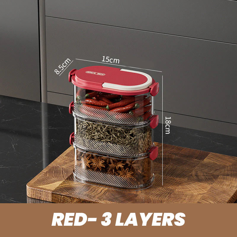 Multi-Layer Sealed Spice Organizer – BPA-Free Plastic Airtight Stackable Seasoning Container Set