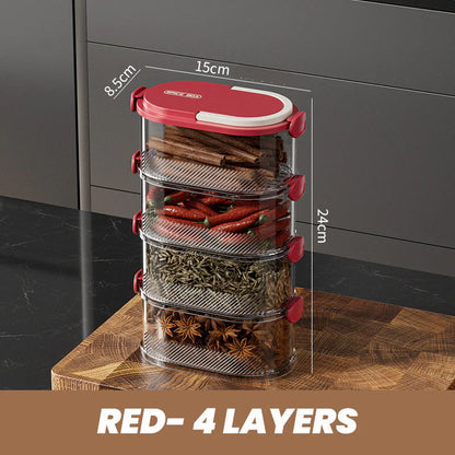 Multi-Layer Sealed Spice Organizer – BPA-Free Plastic Airtight Stackable Seasoning Container Set