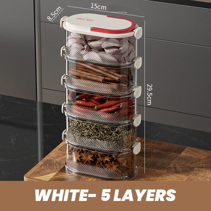 Multi-Layer Sealed Spice Organizer – BPA-Free Plastic Airtight Stackable Seasoning Container Set