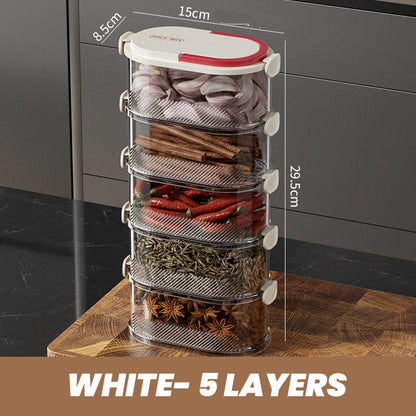 Multi-Layer Sealed Spice Organizer – BPA-Free Plastic Airtight Stackable Seasoning Container Set