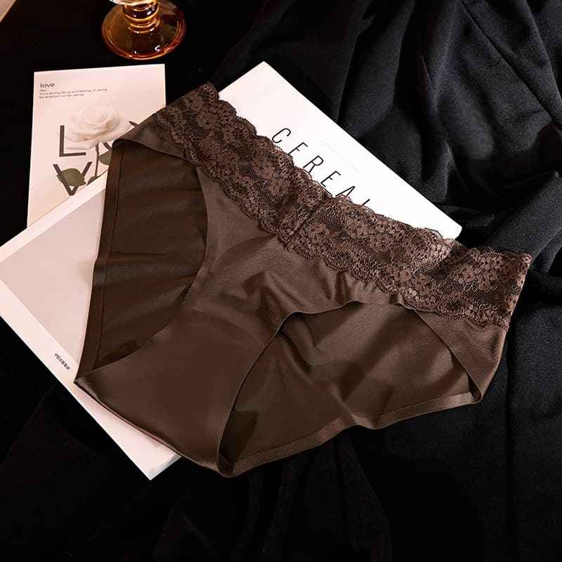 Women's Satin Lace Panties｜Cotton Gusset, Seamless & Comfortable