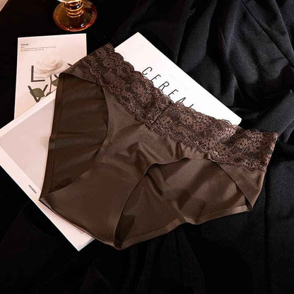 Women's Satin Lace Panties｜Cotton Gusset, Seamless & Comfortable