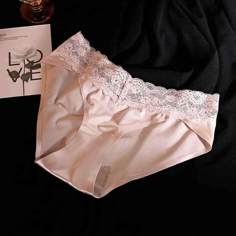 Women's Satin Lace Panties｜Cotton Gusset, Seamless & Comfortable