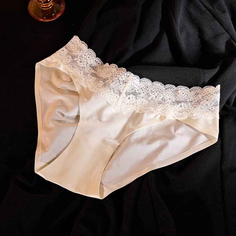 Women's Satin Lace Panties｜Cotton Gusset, Seamless & Comfortable