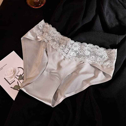 Women's Satin Lace Panties｜Cotton Gusset, Seamless & Comfortable