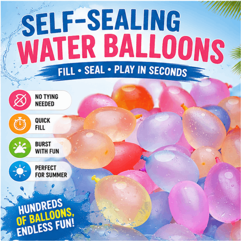 🎁🎈100PCS Self-Sealing Water Balloons – Fast Fill from Any Faucet, Auto Tie, Summer Water Fight Essential