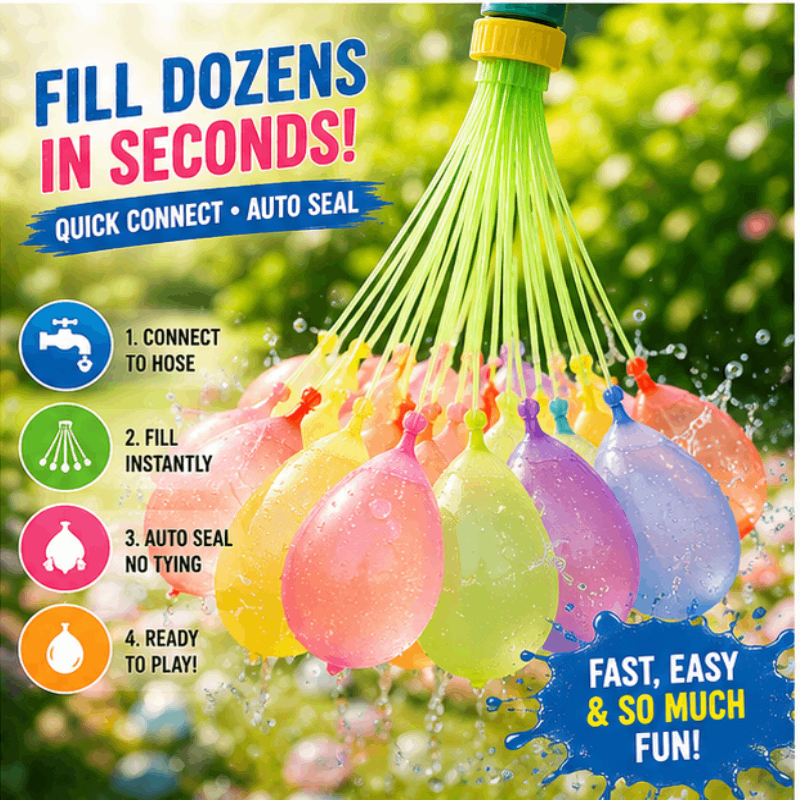 🎁🎈100PCS Self-Sealing Water Balloons – Fast Fill from Any Faucet, Auto Tie, Summer Water Fight Essential