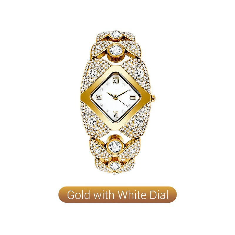 High Quality-Retro Quartz Watch with Sparkling Rhinestones