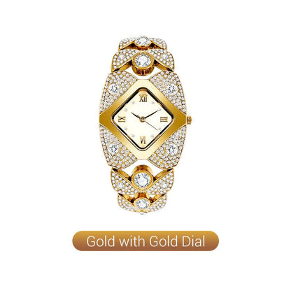 High Quality-Retro Quartz Watch with Sparkling Rhinestones