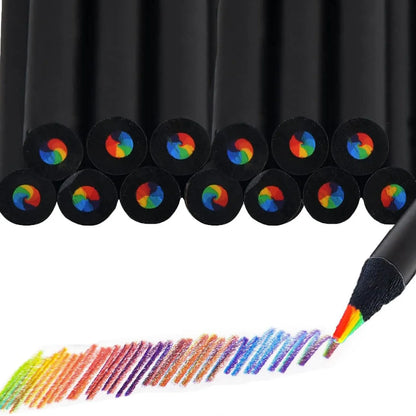 [10 pcs] Vibrant Rainbow Pencils – 7 Colors in One