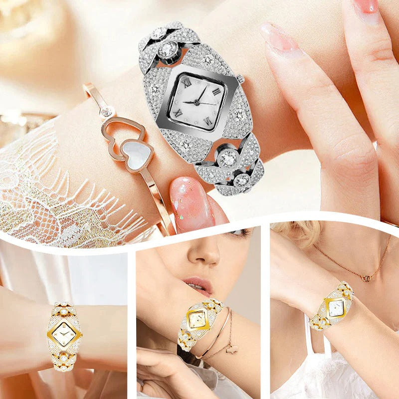 High Quality-Retro Quartz Watch with Sparkling Rhinestones