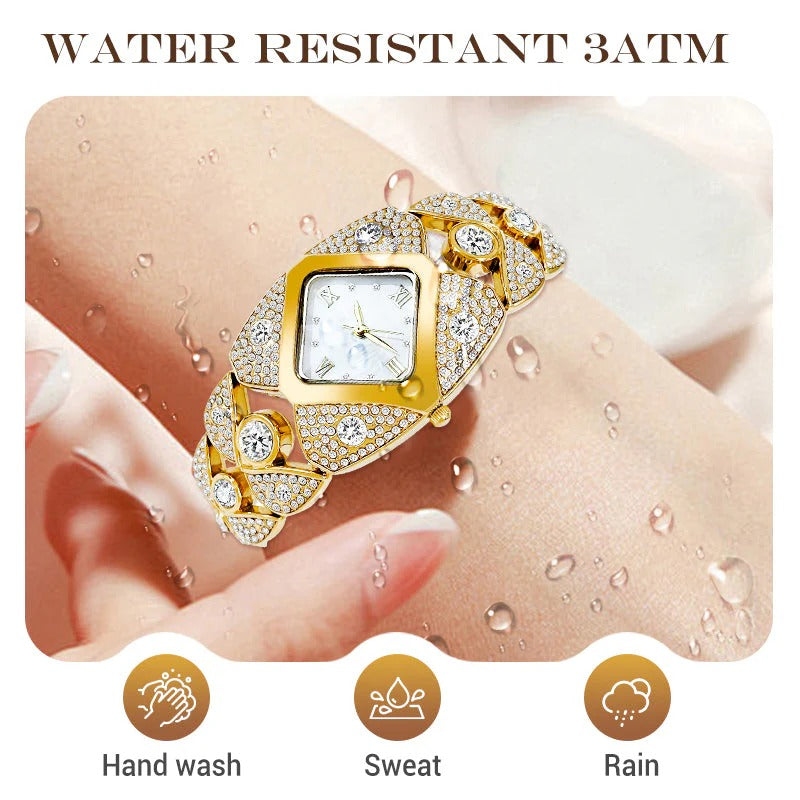 High Quality-Retro Quartz Watch with Sparkling Rhinestones