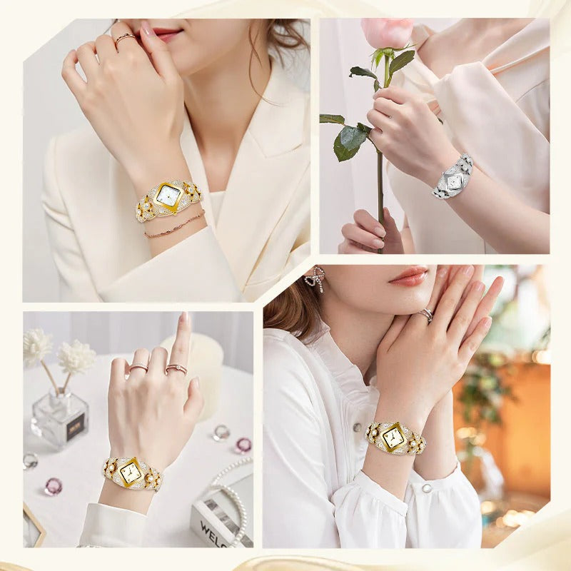 High Quality-Retro Quartz Watch with Sparkling Rhinestones