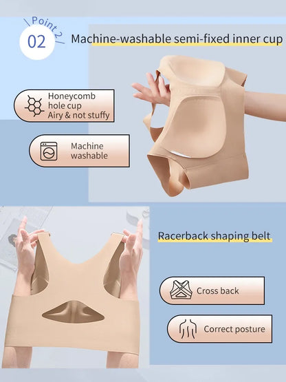 Invisible Anti-sagging Bra For Posture Correcting Day To Night Wearable One-piece Hollow Back Non-stuffy