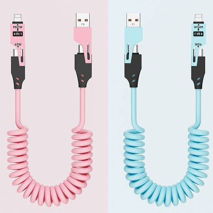Spring Retractable 4-in-1 Charging Cable