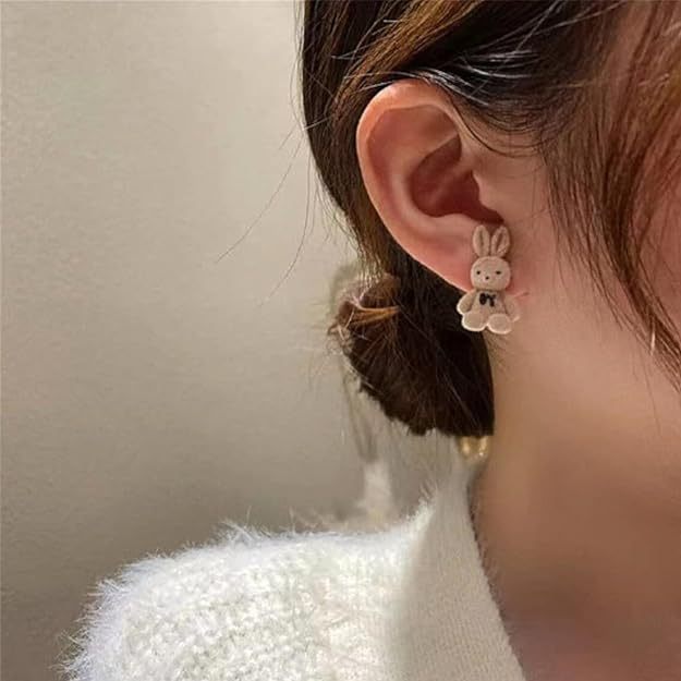 TeddyBear +Rabbit Earrings - Korean Style
