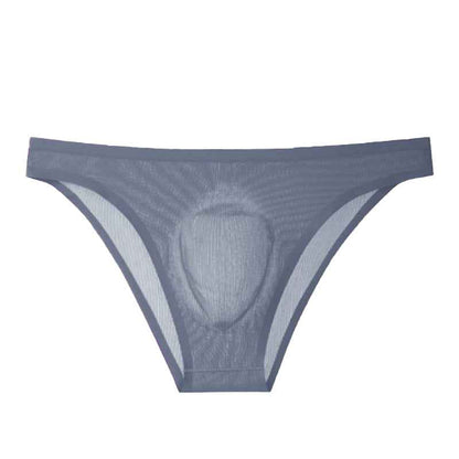 Men's Ribbed Ice Silk Low-Rise Briefs – Ultra-Thin, Breathable & Cooling Underwear