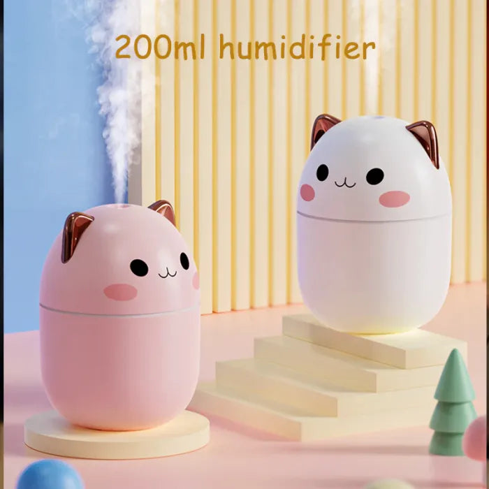 Cute Cat Air Humidifier with Night Light