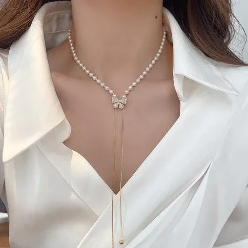 Pearl Butterfly Adjustable Necklace